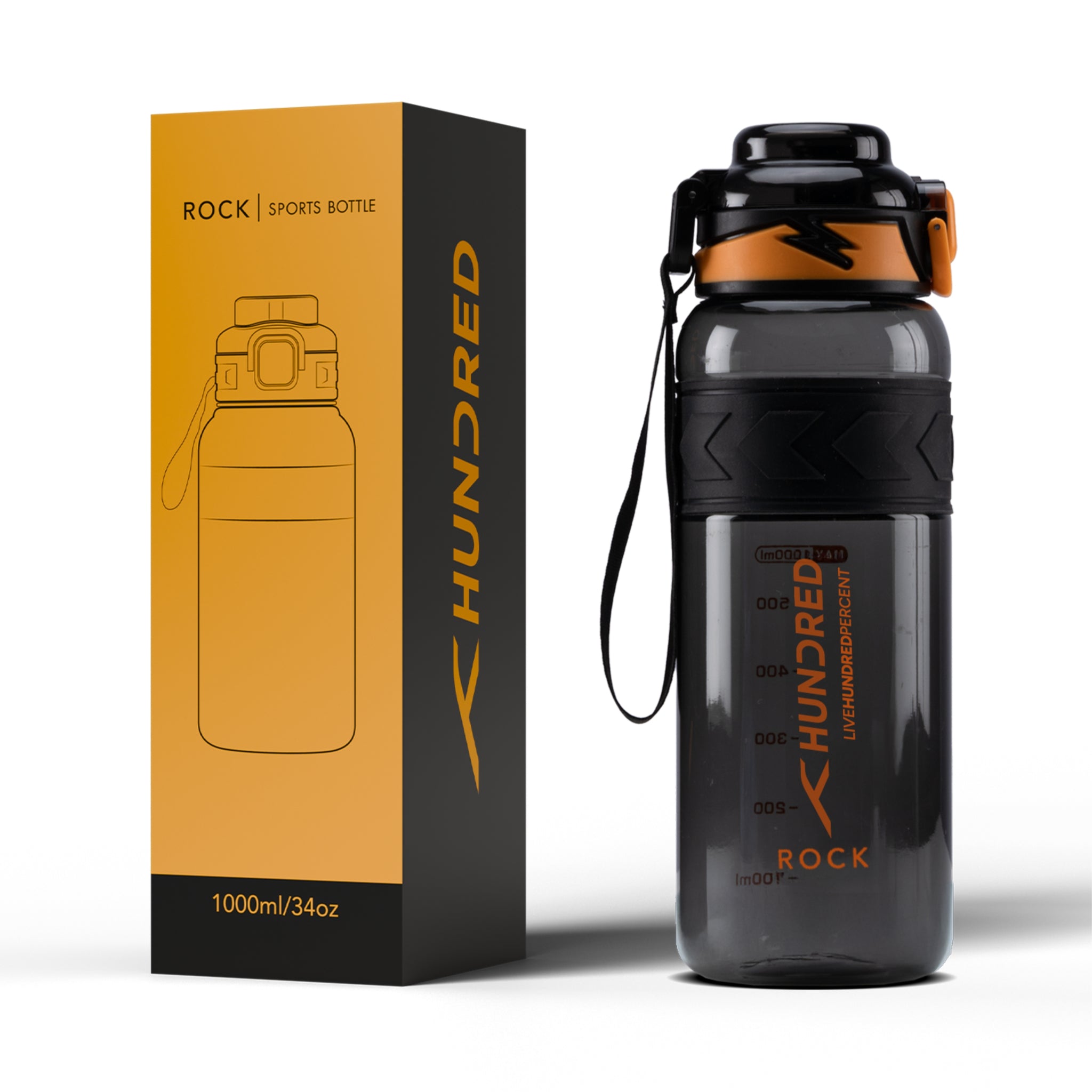 Water Bottle - ROCK Black/Orange