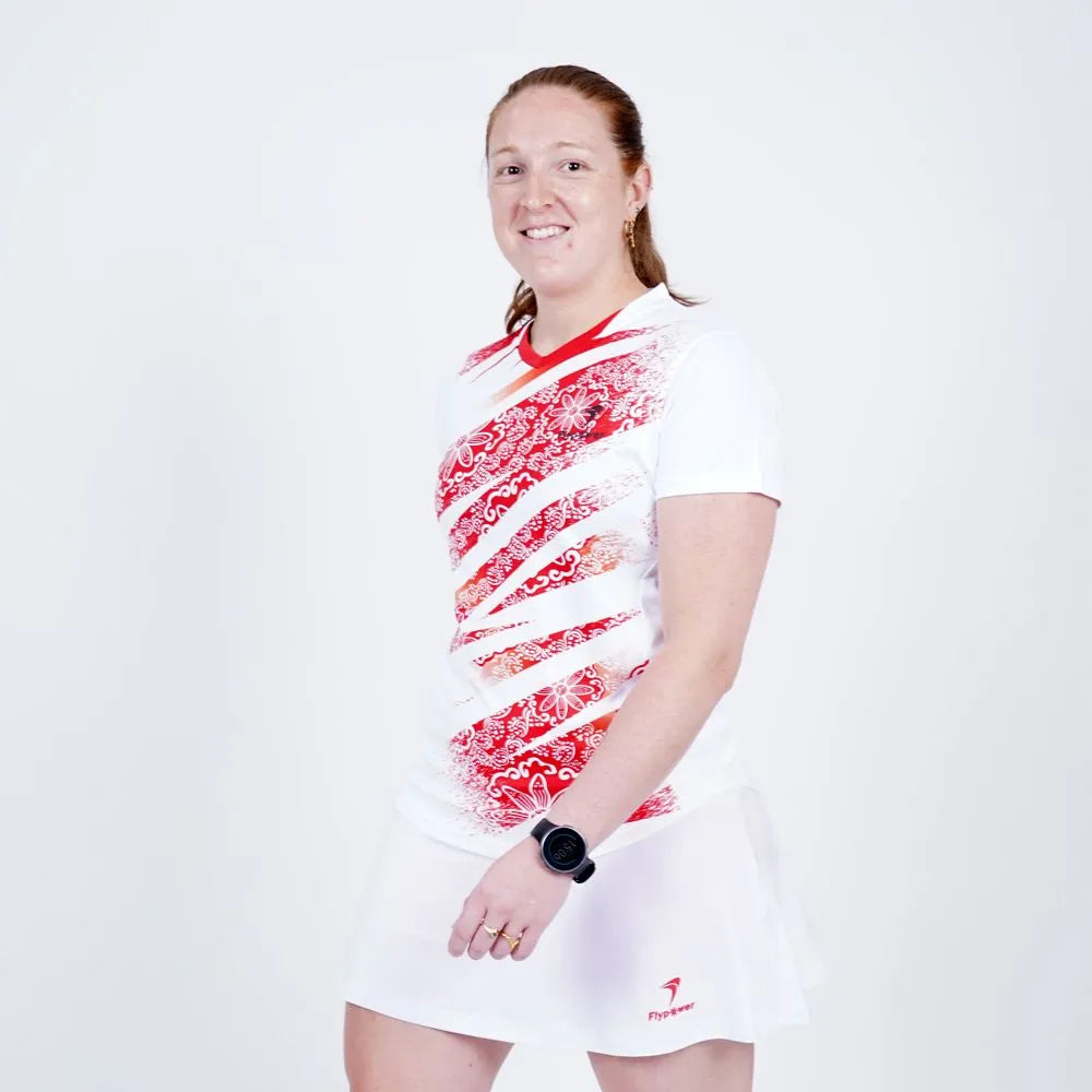 Flypower Badminton T-shirt - Flypower Olympic Jersey Women White - SportYouUp Europe