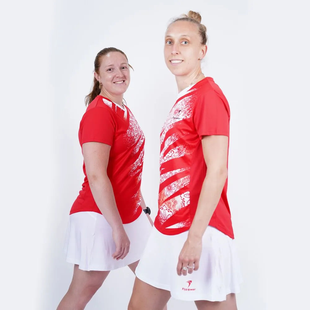 Flypower Badminton T-shirt - Flypower Olympic Jersey Women Red - SportYouUp Europe